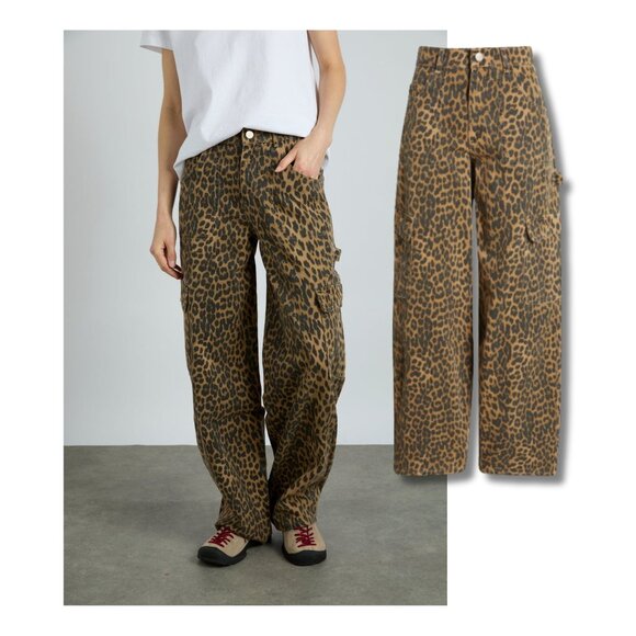 Viral Damson Madder Dion Leopard Cargo Jean - US 14 / UK 18 - Picture 1 of 7
